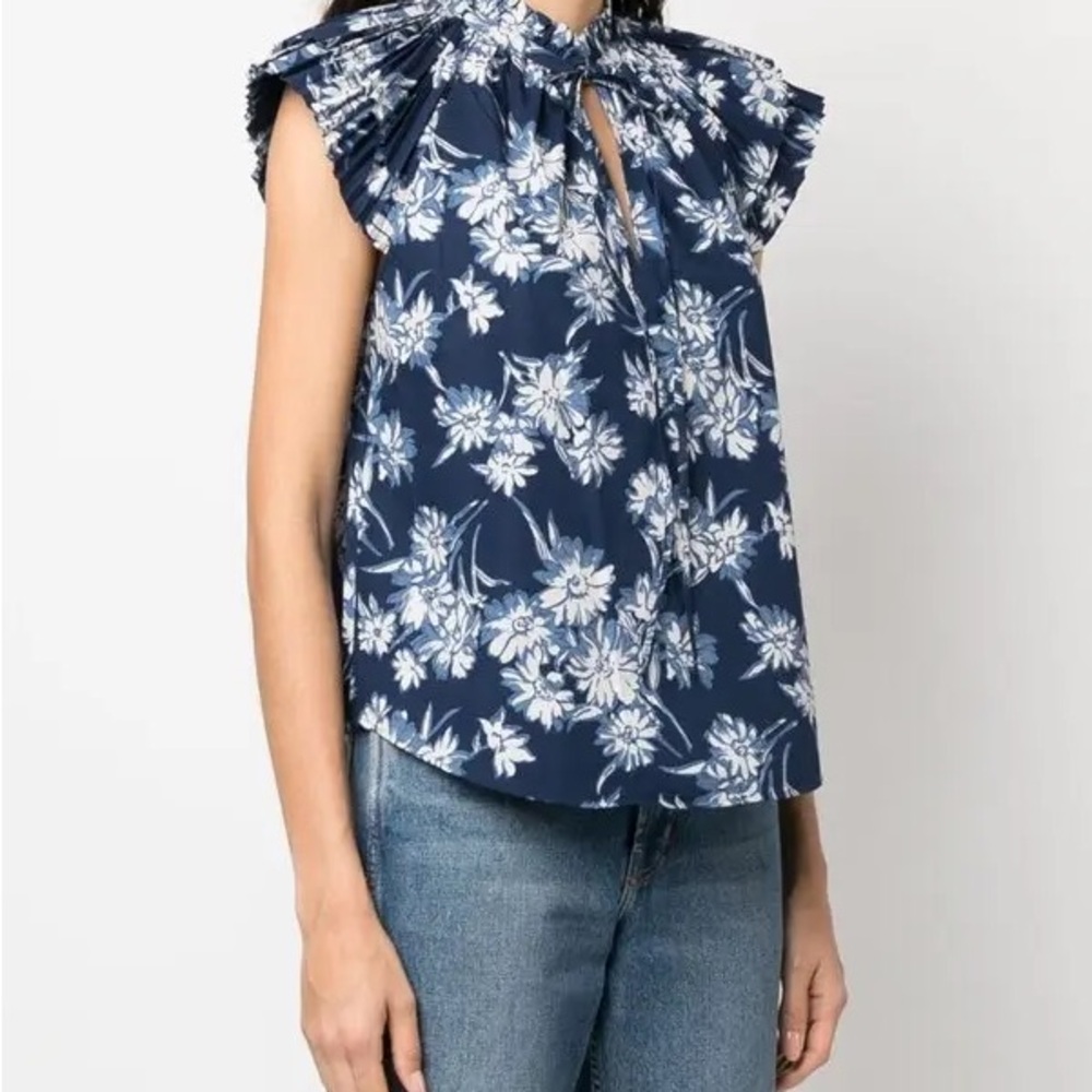 Ralph Lauren floral print blouse in blue size 10